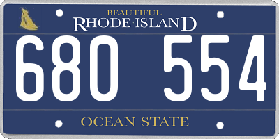 RI license plate 680554