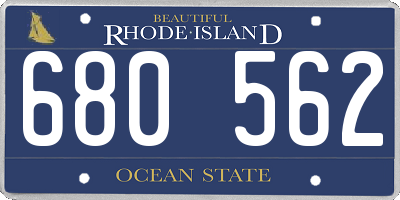 RI license plate 680562