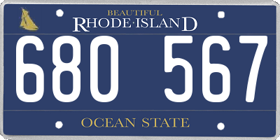 RI license plate 680567