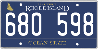 RI license plate 680598