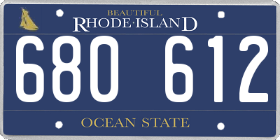 RI license plate 680612