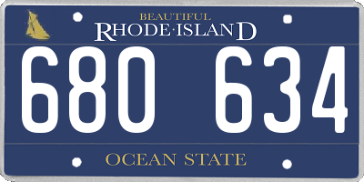 RI license plate 680634