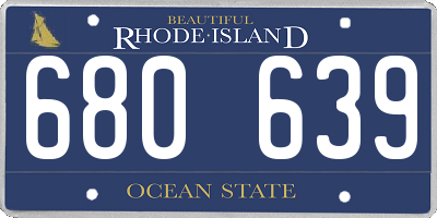 RI license plate 680639