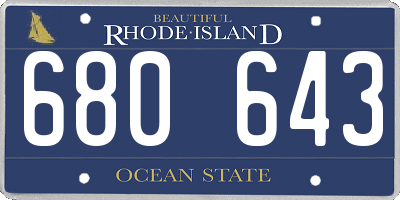 RI license plate 680643