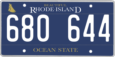 RI license plate 680644