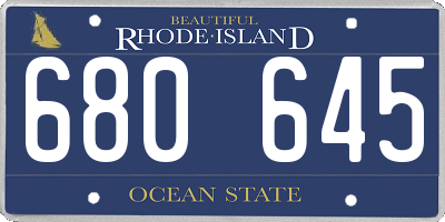 RI license plate 680645