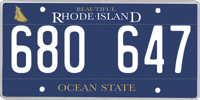 RI license plate 680647