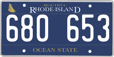 RI license plate 680653