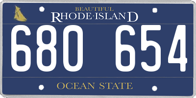 RI license plate 680654