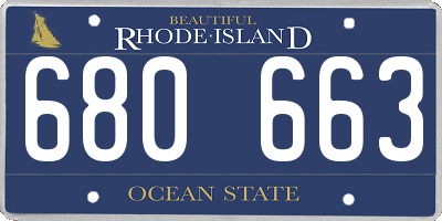 RI license plate 680663