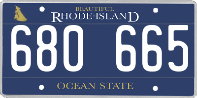 RI license plate 680665