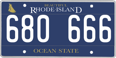 RI license plate 680666
