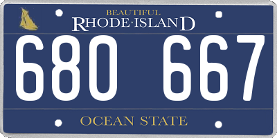 RI license plate 680667