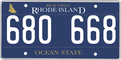 RI license plate 680668