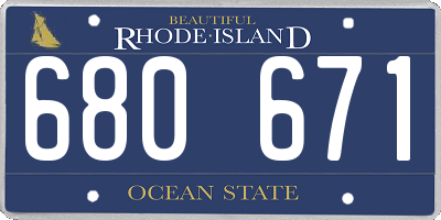 RI license plate 680671