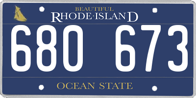 RI license plate 680673