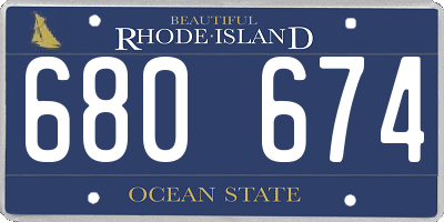 RI license plate 680674