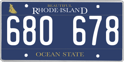 RI license plate 680678