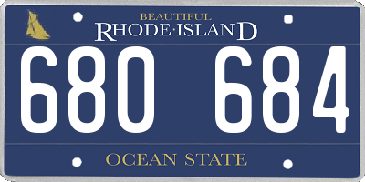 RI license plate 680684