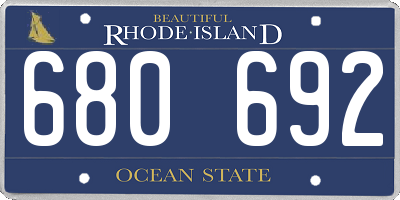 RI license plate 680692