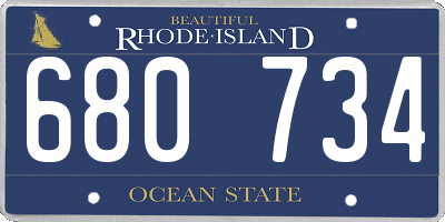 RI license plate 680734