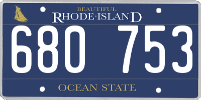 RI license plate 680753