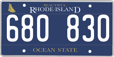 RI license plate 680830