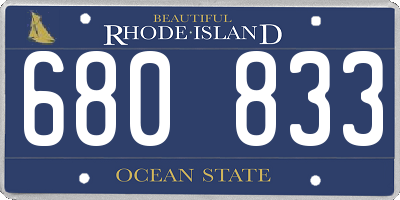 RI license plate 680833