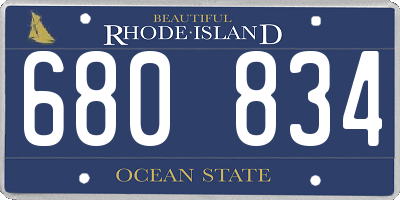 RI license plate 680834
