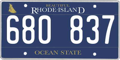 RI license plate 680837