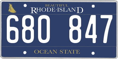 RI license plate 680847