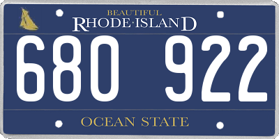 RI license plate 680922