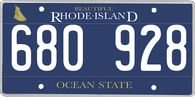 RI license plate 680928