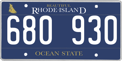 RI license plate 680930
