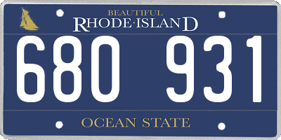 RI license plate 680931