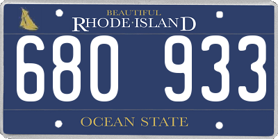 RI license plate 680933