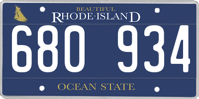 RI license plate 680934