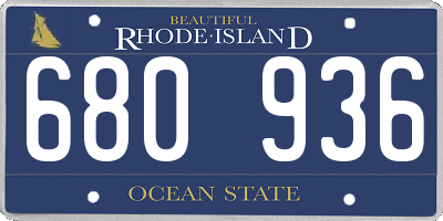RI license plate 680936