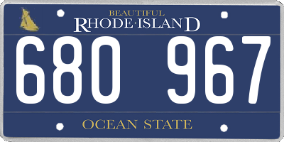 RI license plate 680967