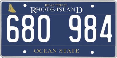 RI license plate 680984