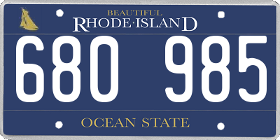 RI license plate 680985