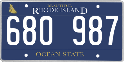 RI license plate 680987