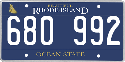 RI license plate 680992