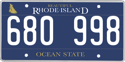 RI license plate 680998