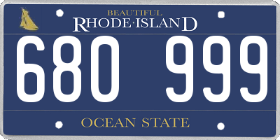 RI license plate 680999