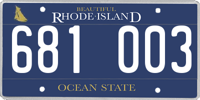 RI license plate 681003