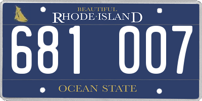 RI license plate 681007