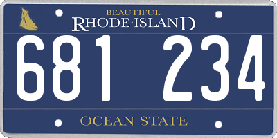 RI license plate 681234
