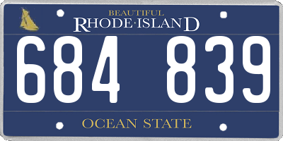 RI license plate 684839