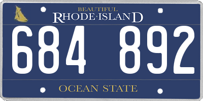 RI license plate 684892